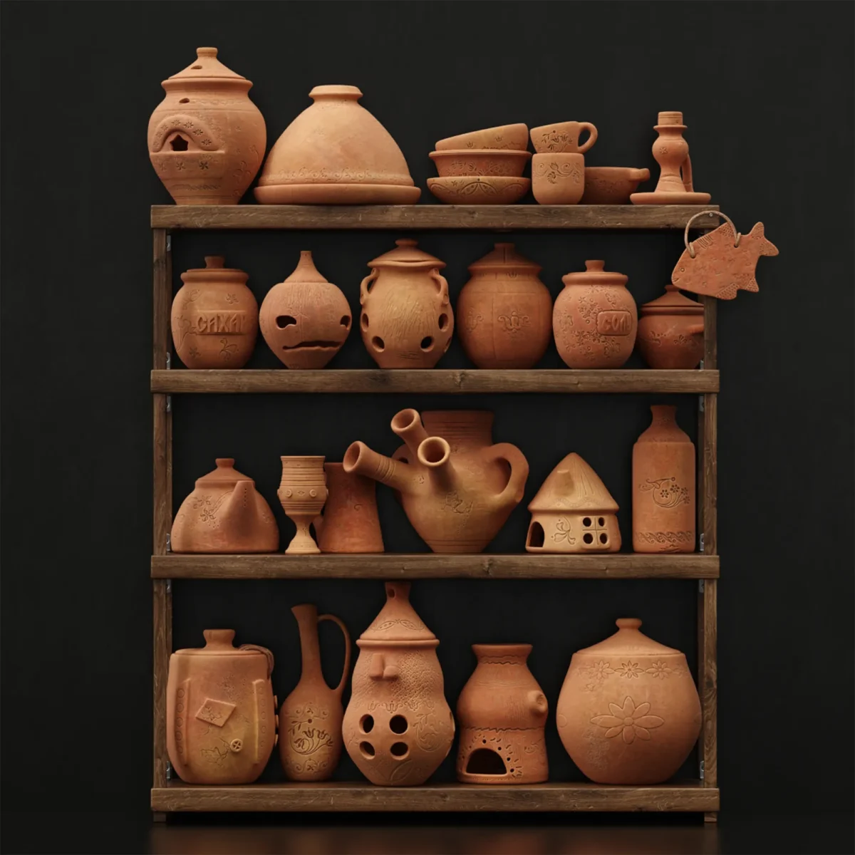 Dishes clay decor N20 3D model download on cg.market 3ds max Corona Render V-Ray