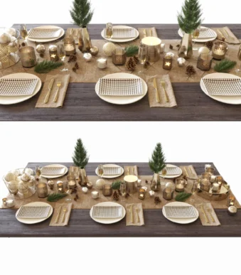 New Year table setting N2 3D model download on cg.market, 3ds max, Corona Render, V-Ray