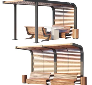 Benches pergola urn 3D model download on cg.market, 3ds max, Corona Render, V-Ray