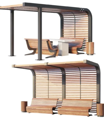 Benches pergola urn 3D model download on cg.market, 3ds max, Corona Render, V-Ray