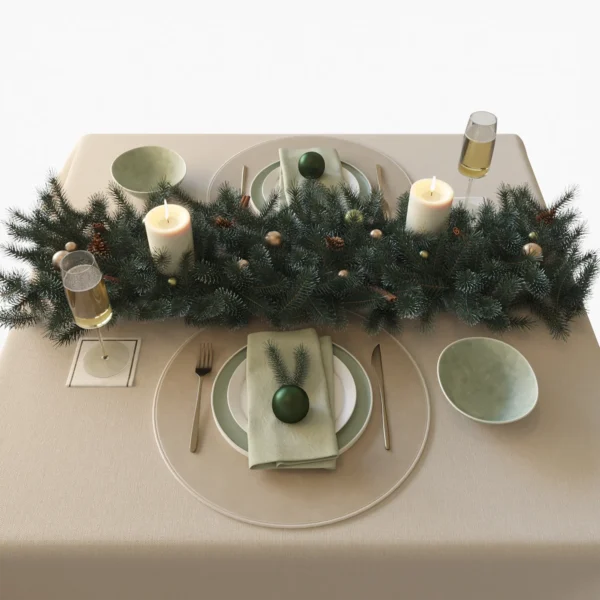 New Year table setting N3 3D model download on cg.market, 3ds max, Corona Render.