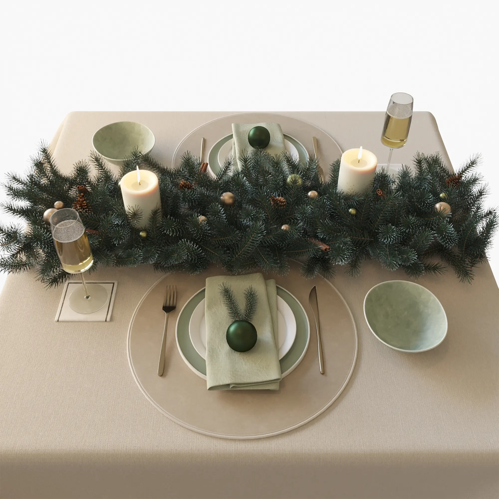 New Year table setting N3 3D model download on cg.market, 3ds max, Corona Render.