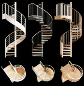 Set of spiral staircases 3D model download on cg.market, 3ds max, Corona Render, V-Ray