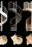 Set of spiral staircases 3D model download on cg.market, 3ds max, Corona Render, V-Ray