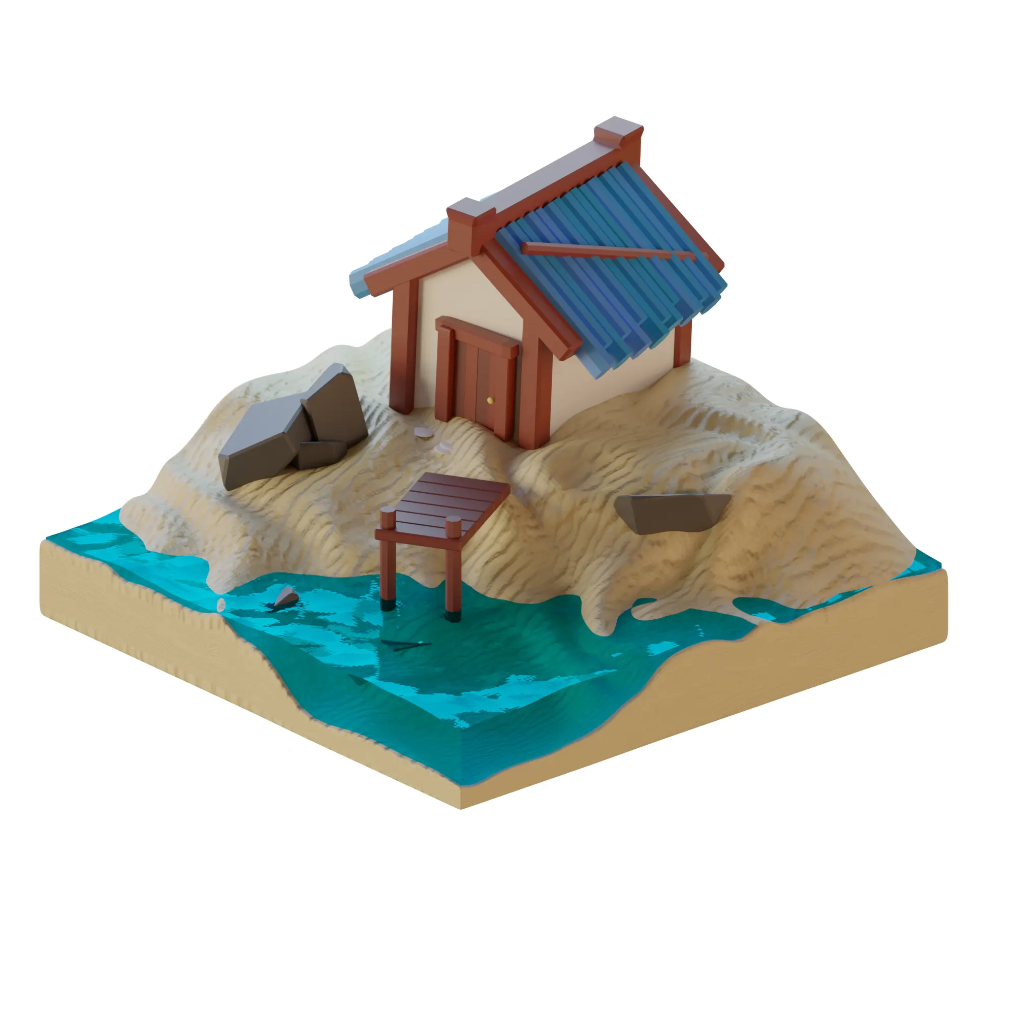 Small beach house 3D model download on cg.market Blender