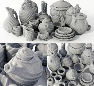 Dishes stone line lecalo N1 3D model download on cg.market, 3ds max, V-Ray