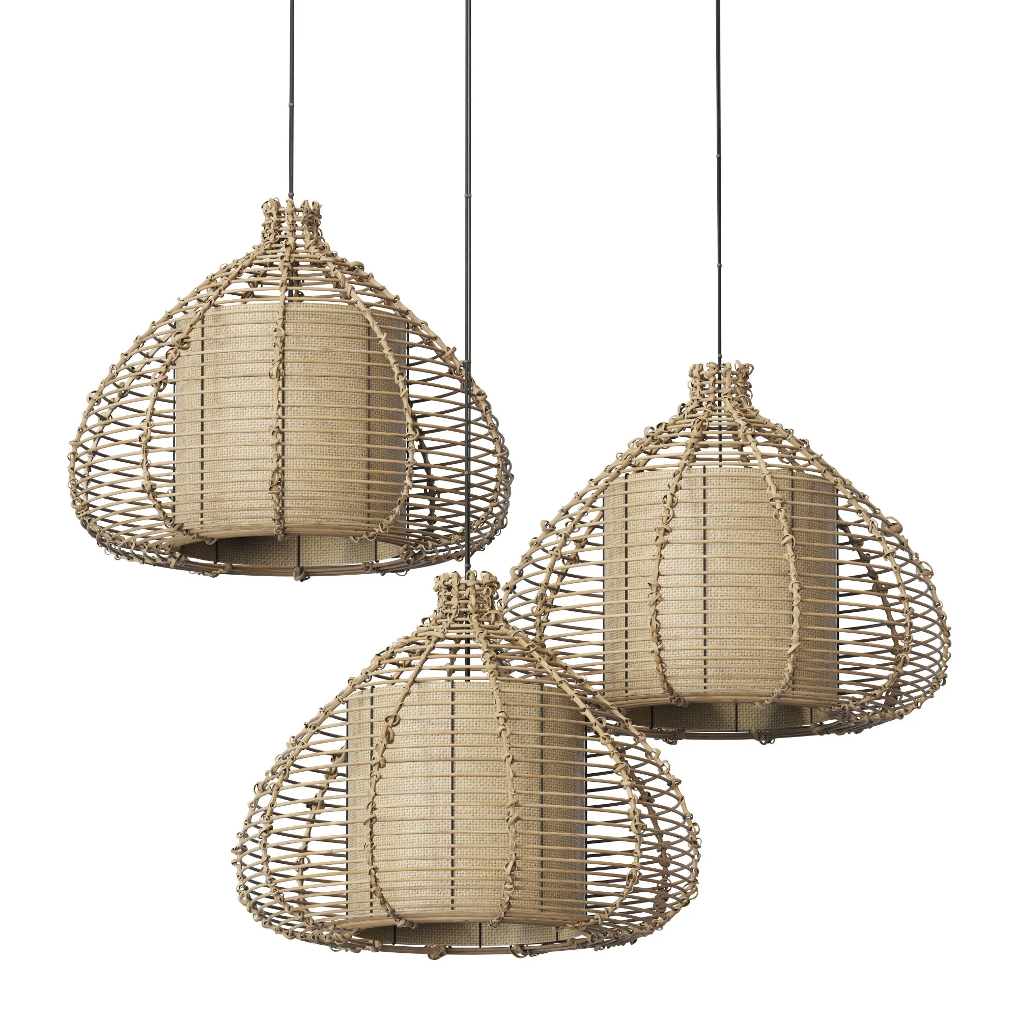 Lamp wicker branch rattan dome Cone 3D model download on cg.market 3ds max, V-Ray