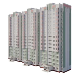 Panel house series P-3M 3D model download on cg.market, 3ds max, Corona Render, V-Ray, Fstorm, Blender. 3d visualization of exteriors, architecture.
