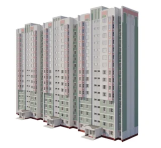 Panel house series P-3M 3D model download on cg.market, 3ds max, Corona Render, V-Ray, Fstorm, Blender. 3d visualization of exteriors, architecture.