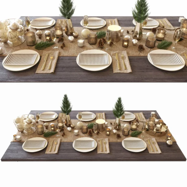 New Year table setting N2 3D model download on cg.market, 3ds max, Corona Render, V-Ray